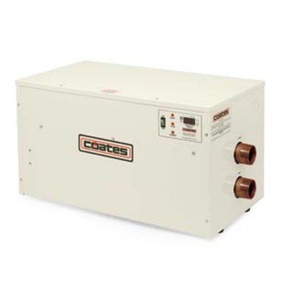 Coates Heater Co Inc 24 KW 240 V 100 AMP Elec Pool Spa 1PH Heater Salt Water Inch / Outdoor 2IN Mpt Cupro Nickel Tank - 12424PHS-CN