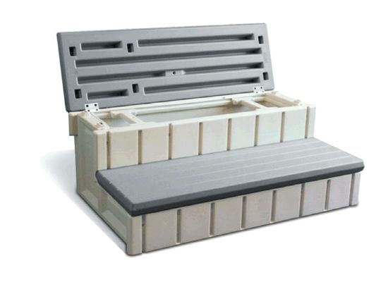 Confer Plastics Inc 36 Inch Hot Tub Step LASS36 - Sc - G Storage Step Gray Leisure Accents - LASS36-SC-G