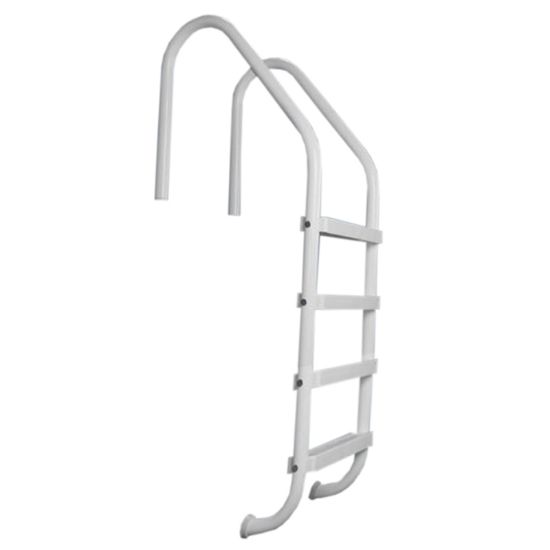 Saftron Manufacturing Llc 4 Step Ig Polymer Swimming Pool Ladder Gray Saftron With Matching Escutcheons - P324L4G