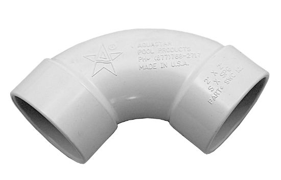 Aquastar Pool Products Inc. 2-Inch S X 2-Inch S 90 Degree Sweep Ell White - SWD101