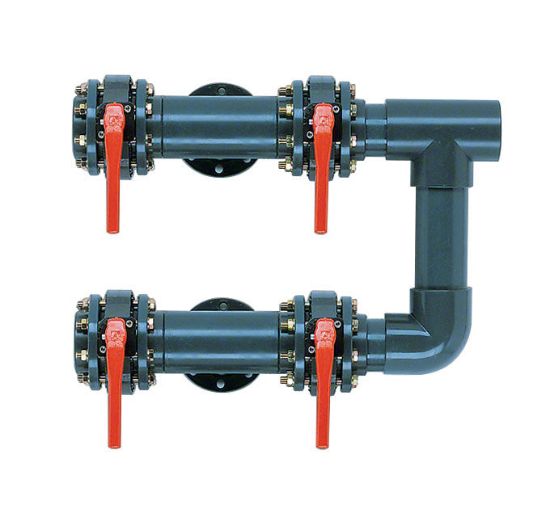 AstralPool 8-Inch Manifold Single Vertical Filter 4 PVC Btrfly Valves For 11816 93-Inch Filter Sch 80 Pipe Astral - 11986
