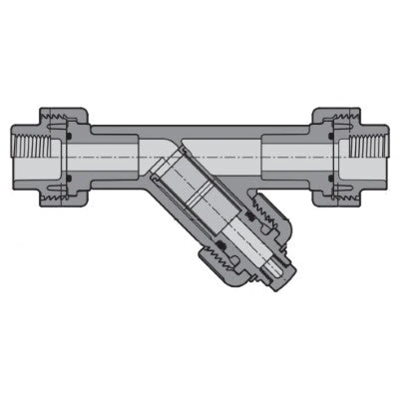 1/2" Spears Gray PVC True Union Y-Strainer - SR FIPT - FKM - SS8 Mesh (YS3BS8-005SR)