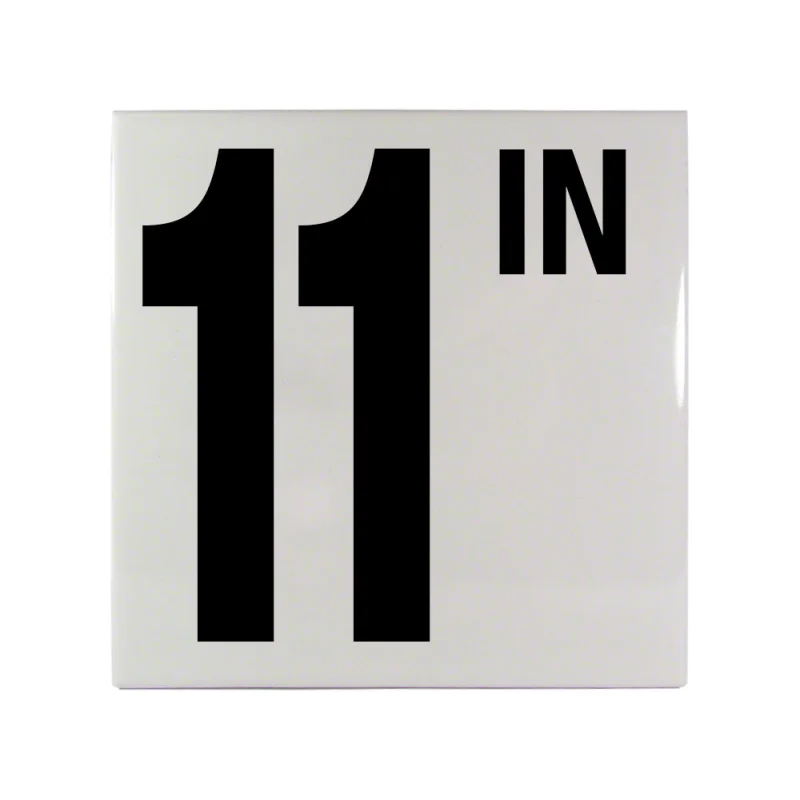 11 IN Ceramic Smooth Tile Depth Marker 6 Inch x 6 Inch with 5 Inch Lettering