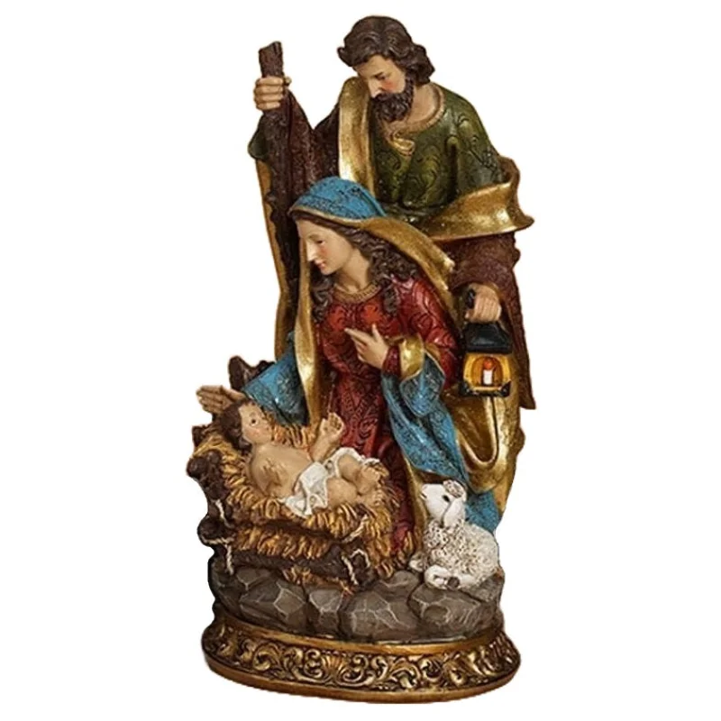 11" Nativity Manger Scene Resin Decorative Accent