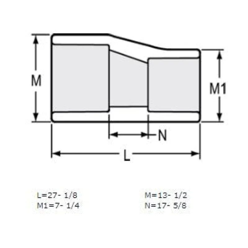 12" x 6" Sch 40 PVC Eccentric Reducer Coupling Soc 429-666FE (Fabricated Fitting)