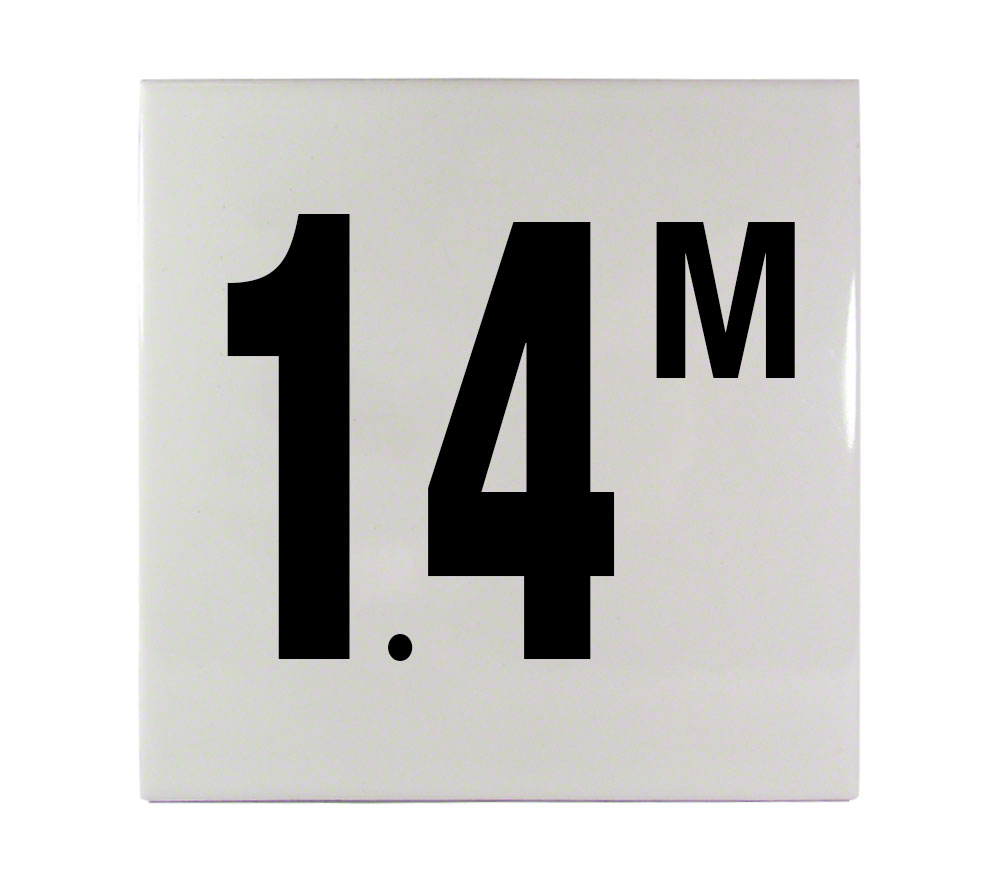 1.4 M Ceramic Smooth Tile Depth Marker 6 Inch x 6 Inch with 4 Inch Lettering