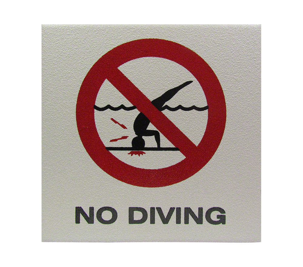 NO DIVING With Symbol Ceramic Skid Resistant Tile Depth Marker 6 Inch x 6 Inch