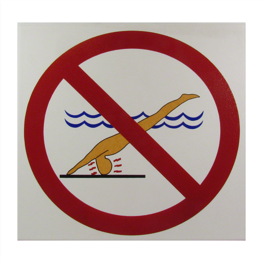No Diving Symbol Ceramic Skid Resistant Tile Depth Marker 12 Inch x 12 Inch