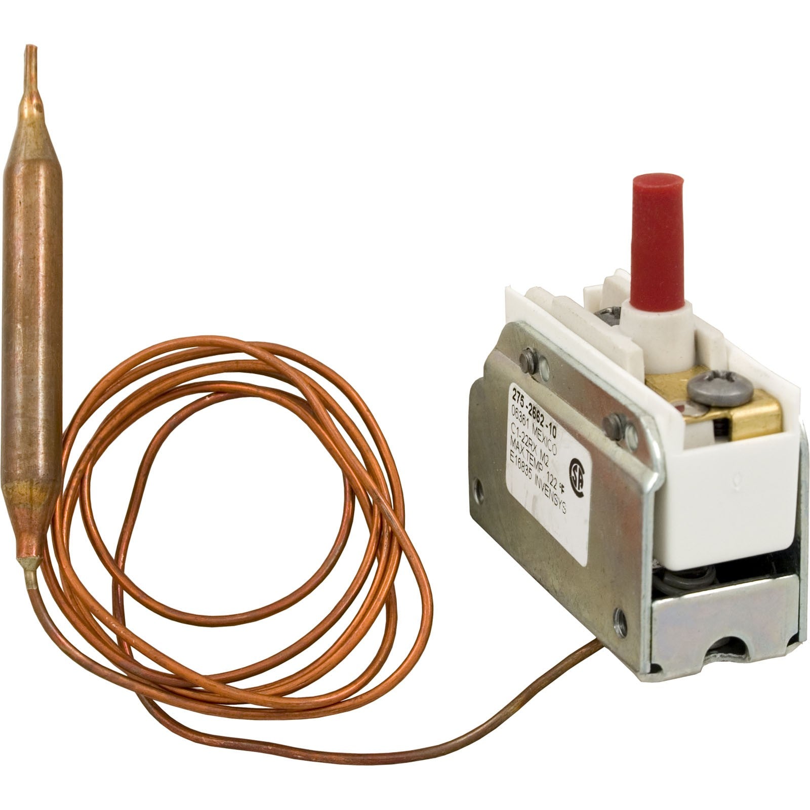 Hi-Limit, 5/16" dia, 36"Capillary, SPST, Screw Terminal, 25A : 275-2662-10