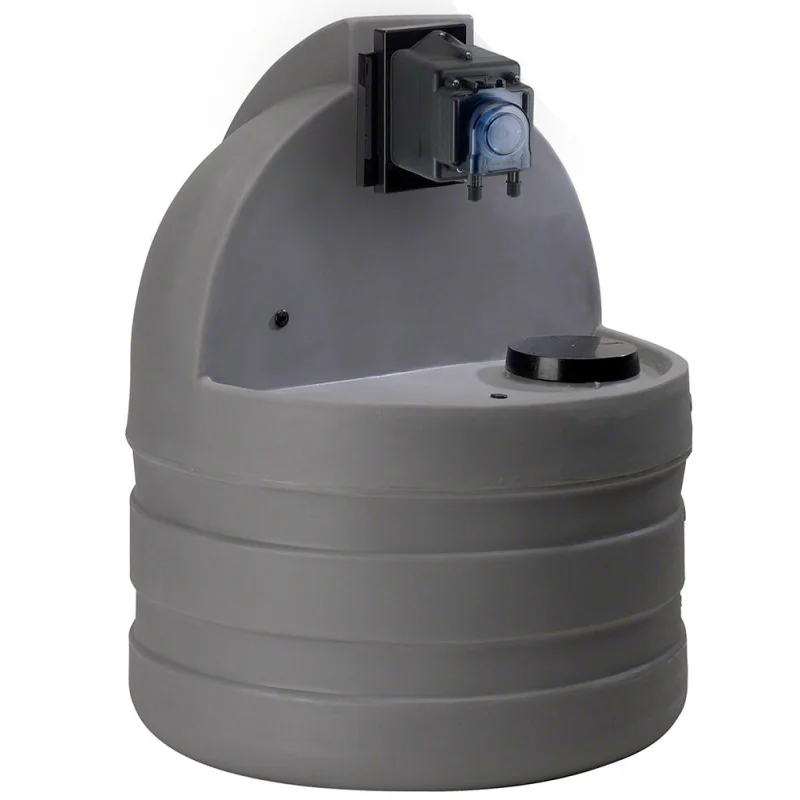 15 Gallon Gray Chemical Tank With Econ T Series Pump - 5 GPD 25 PSI 120 Volt 10 Foot Cord - 1/4 Inch UV Tubing