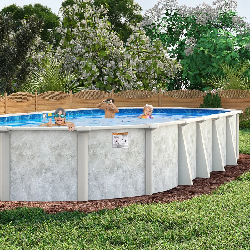 15' x 26' x 52" Oval Lomart 6"Steel Frame Grey Mist Pool & Package