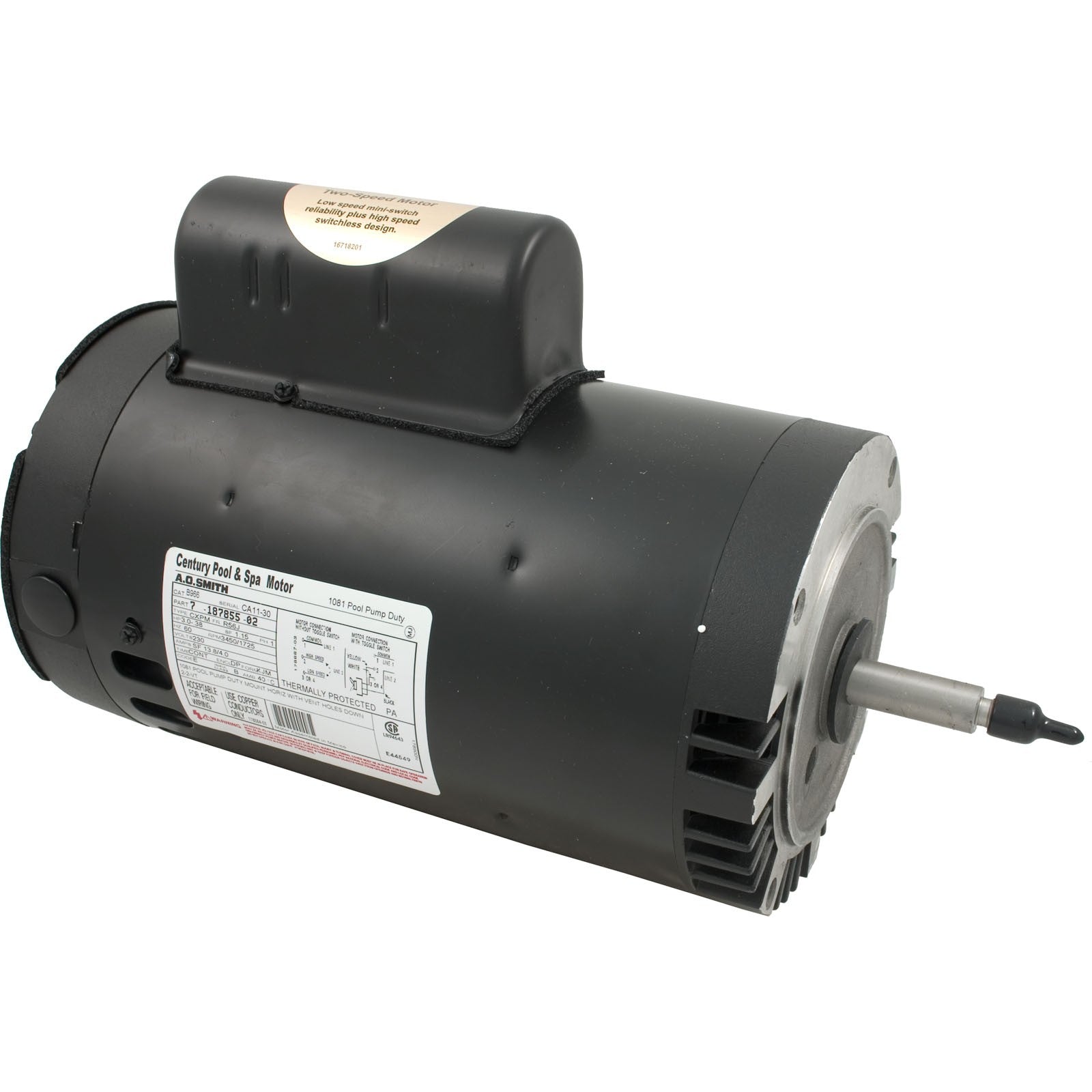 Motor, Century, 3.0hp, 230v, 2-Spd, 56Jfr, C-Face Thd : B966