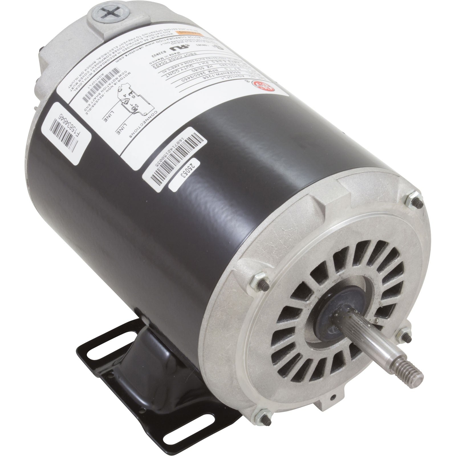 Motor, US Motor, 1.0 Horsepower, ThruBolt, 1-Speed, 230v, 6.0A : AGH10FL1