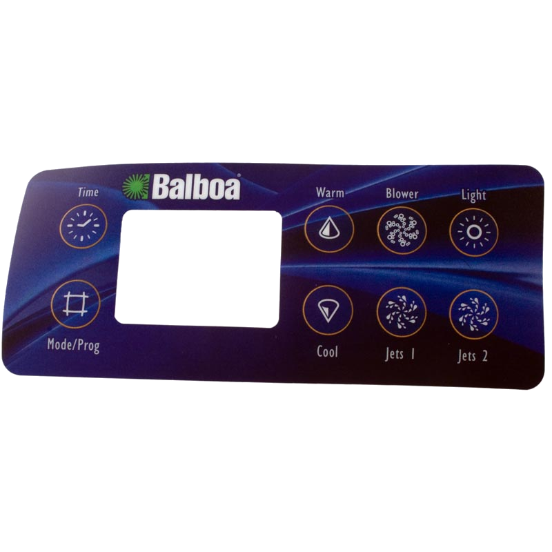 10763 Balboa Topside Overlay, 8-Btn, Deluxe Panel LCD (2 Pumps, Blower, Light)