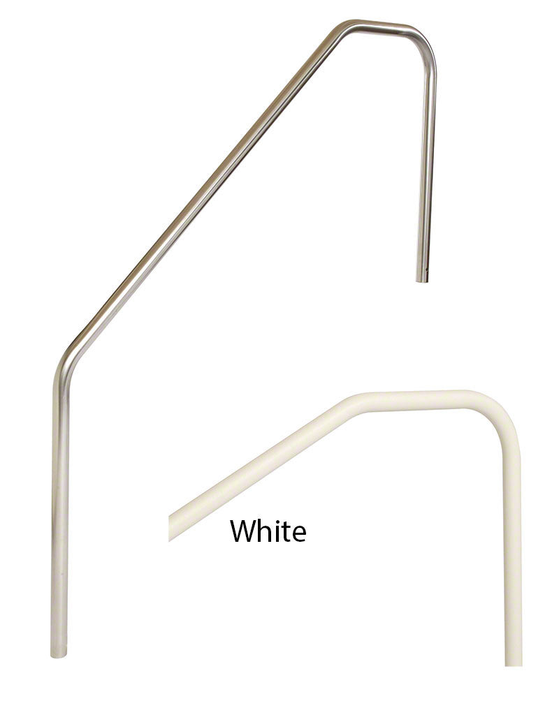 Stair Mounted 3-Bend 4 Foot Pool Hand Rail - 1.90 x .049 Inches - Powder Coated White