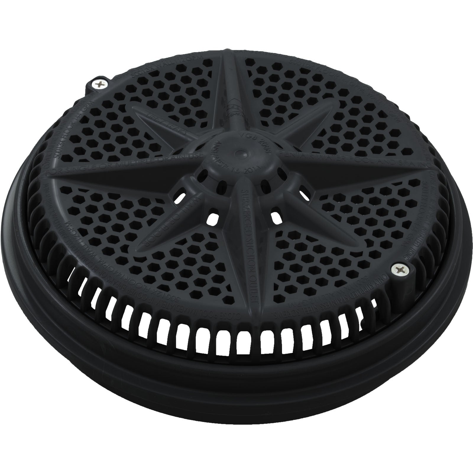 Main Drain Grate, PentairStarGuard, 8", 112gpm, Black, Long Ring : 500100