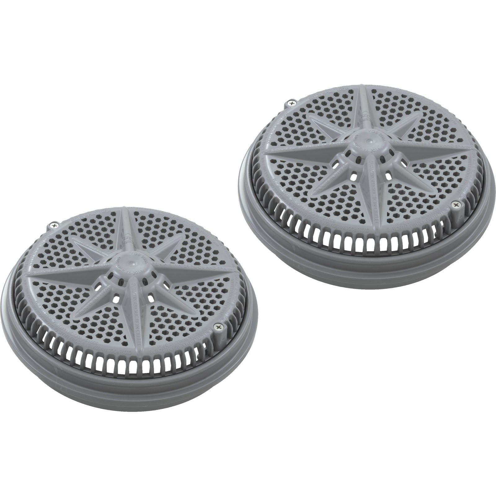 Main Drain Grate, Pent StarGuard, 8", 112gpm, Gray, qty 2, Lg Ring : 500143