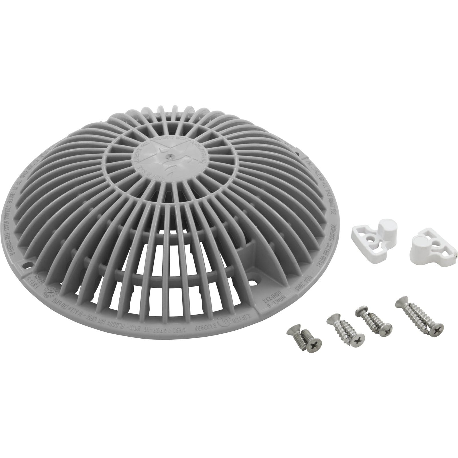Main Drain Grate, Retro 8" Round, MoFlow, w/Hardware, Light Gray : R8MF103