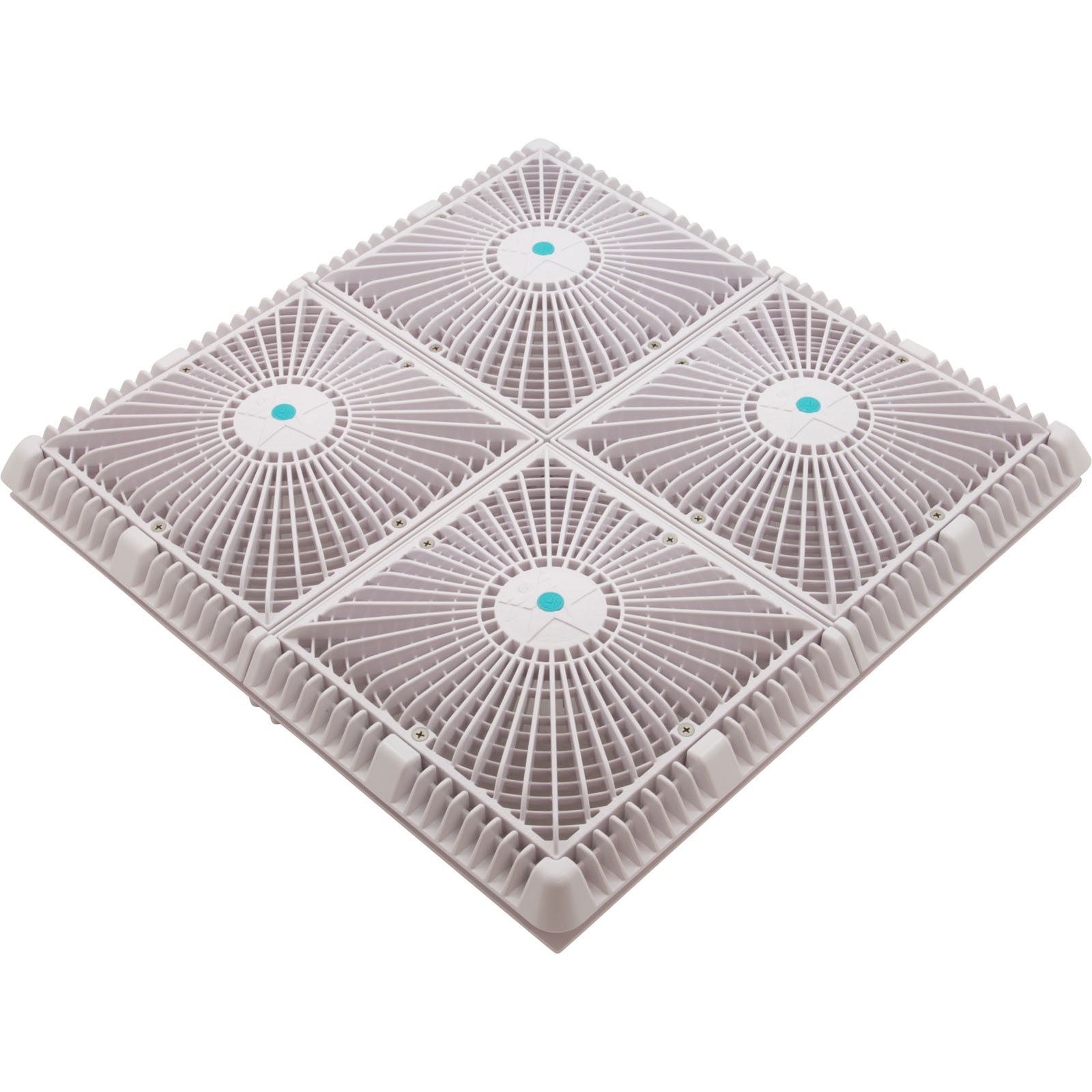 Main Drain Cover, Aquastar Star, 18" Square (4x9) , w/Fr, Wht, VGB : P18101