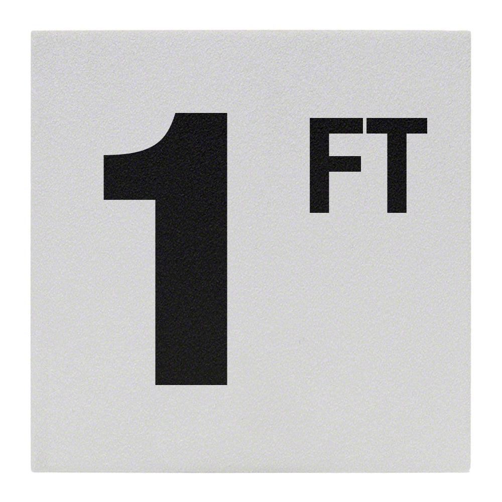 1 FT Ceramic Skid Resistant Tile Depth Marker 6 Inch x 6 Inch with 4 Inch Lettering