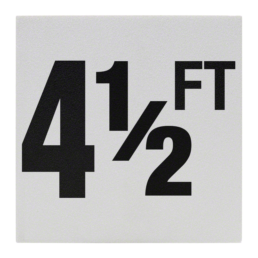 4 1/2 FT Ceramic Skid Resistant Tile Depth Marker 6 Inch x 6 Inch with 4 Inch Lettering