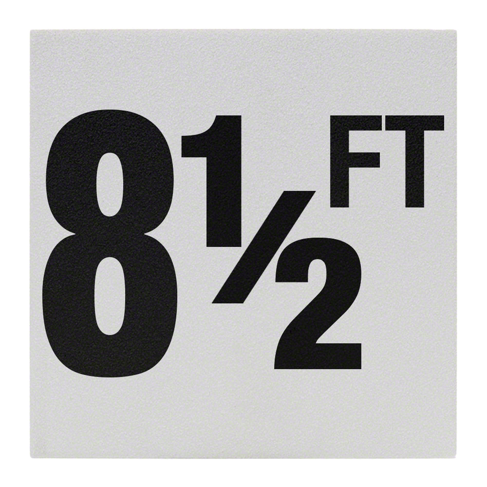 8 1/2 FT Ceramic Skid Resistant Tile Depth Marker 6 Inch x 6 Inch with 4 Inch Lettering