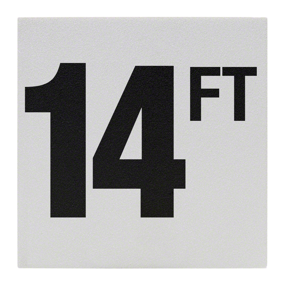 14 FT Ceramic Skid Resistant Tile Depth Marker 6 Inch x 6 Inch with 4 Inch Lettering
