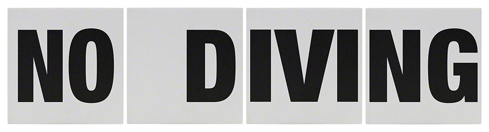 NO DIVING 4 Tile Message Ceramic Skid Resistant Tile Depth Marker 6 Inch x 6 Inch