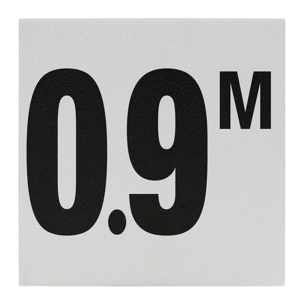 0.9 M Ceramic Skid Resistant Tile Depth Marker 6 Inch x 6 Inch with 4 Inch Lettering