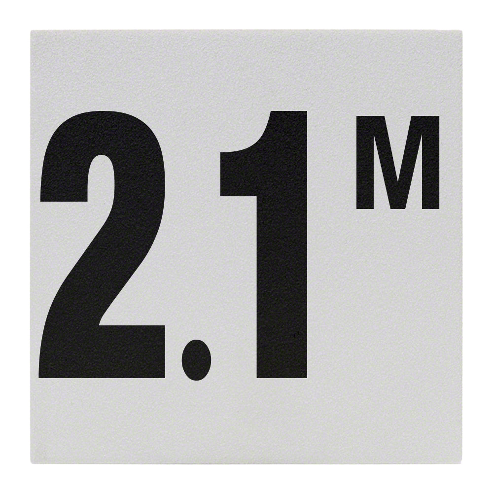 2.1 M Ceramic Skid Resistant Tile Depth Marker 6 Inch x 6 Inch with 4 Inch Lettering