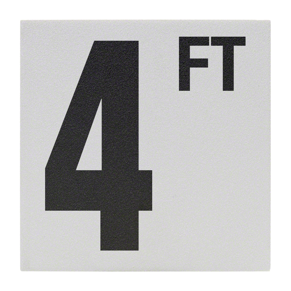 4 FT Ceramic Skid Resistant Tile Depth Marker 6 Inch x 6 Inch with 5 Inch Lettering