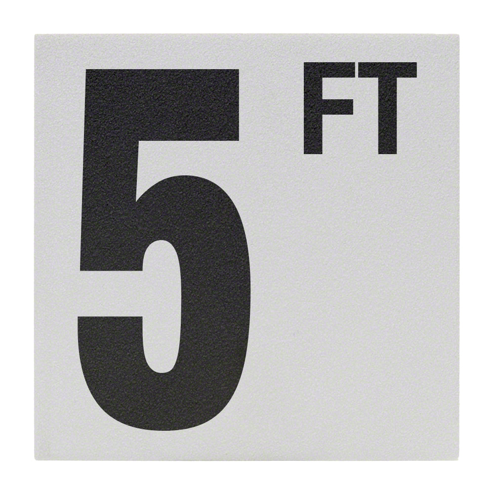 5 FT Ceramic Skid Resistant Tile Depth Marker 6 Inch x 6 Inch with 5 Inch Lettering