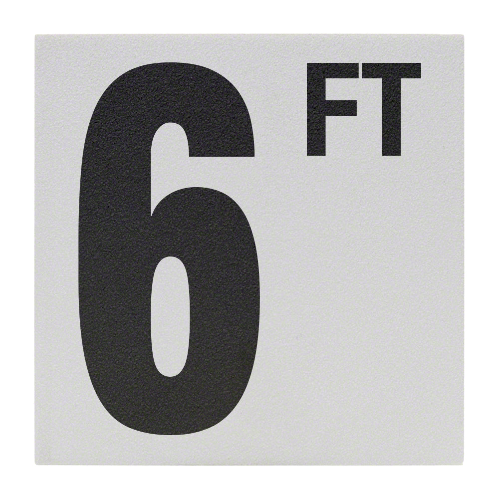 6 FT Ceramic Skid Resistant Tile Depth Marker 6 Inch x 6 Inch with 5 Inch Lettering
