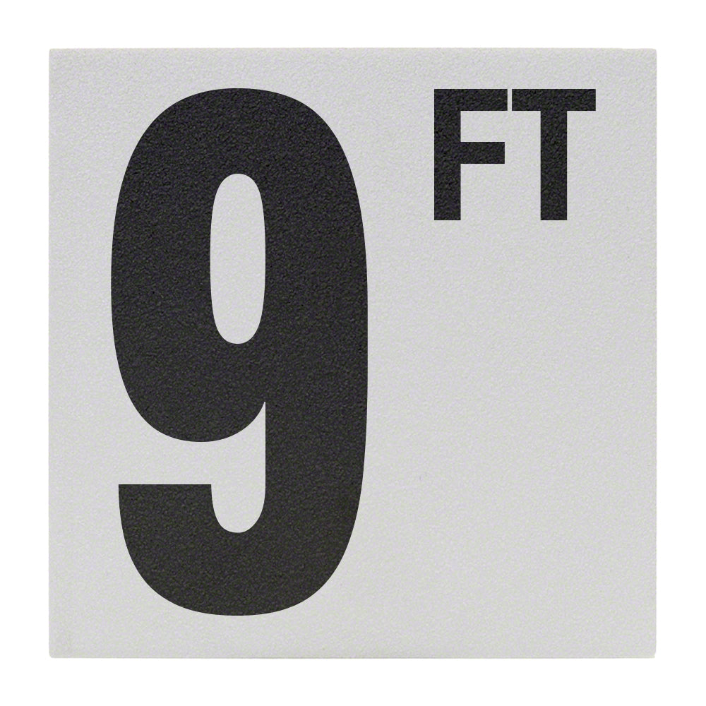 9 FT Ceramic Skid Resistant Tile Depth Marker 6 Inch x 6 Inch with 5 Inch Lettering