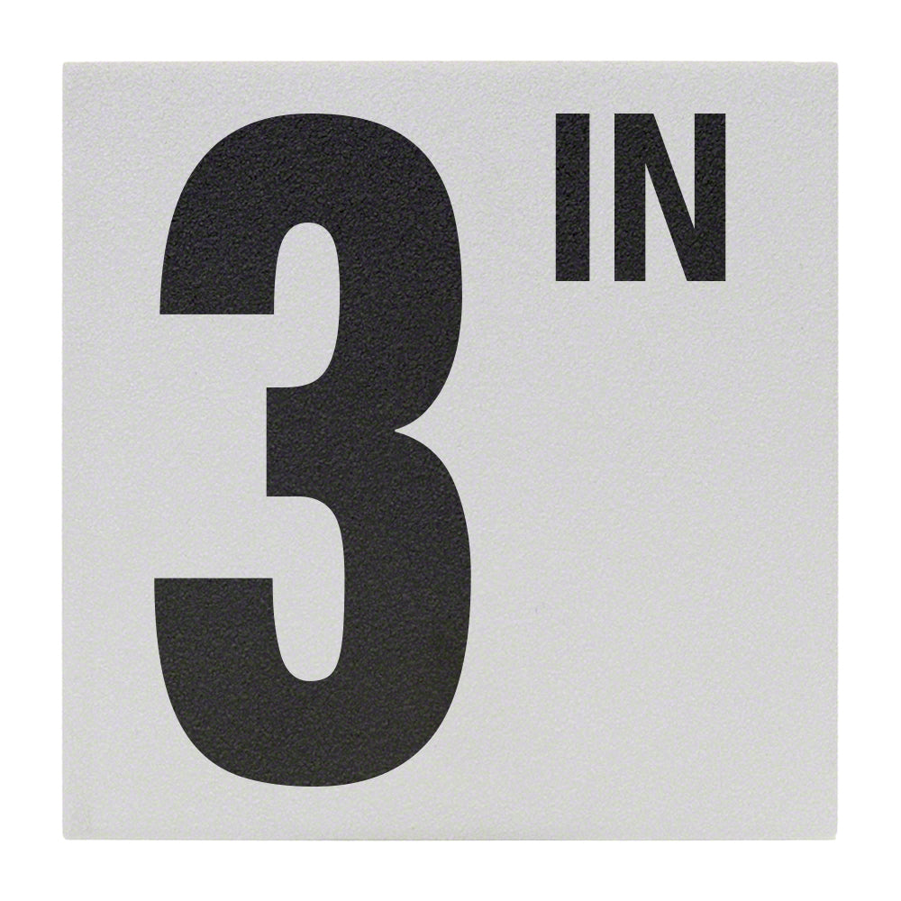 3 IN Ceramic Skid Resistant Tile Depth Marker 6 Inch x 6 Inch with 5 Inch Lettering