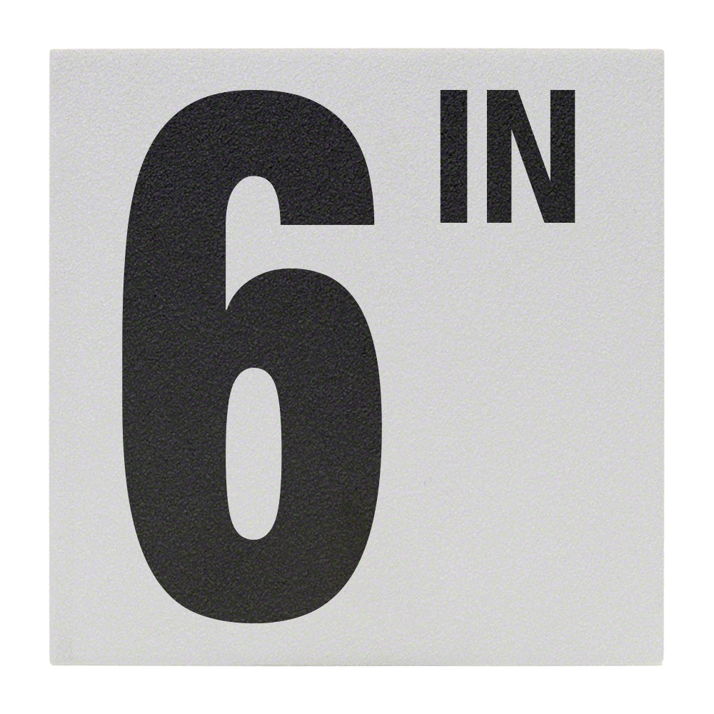 6 IN Ceramic Skid Resistant Tile Depth Marker 6 Inch x 6 Inch with 5 Inch Lettering
