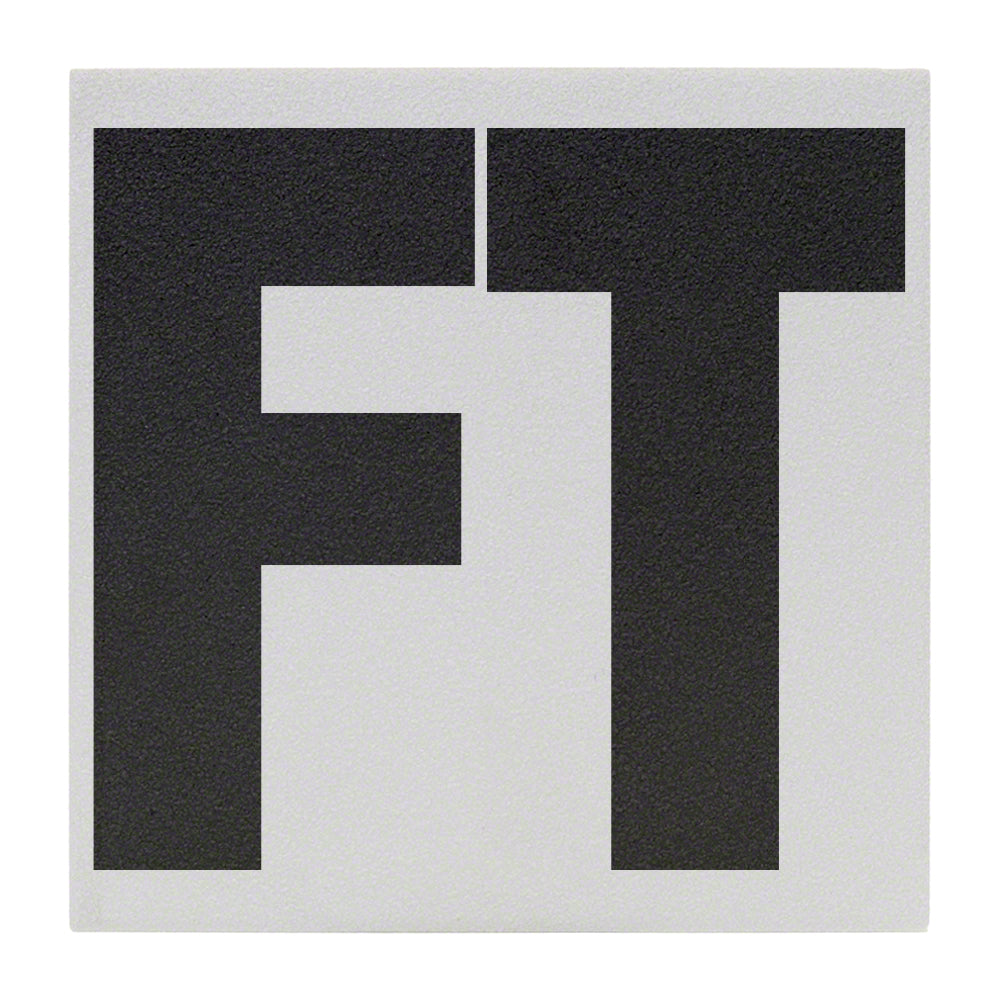 FT Message Ceramic Skid Resistant Tile Depth Marker 6 Inch x 6 Inch with 5 Inch Lettering