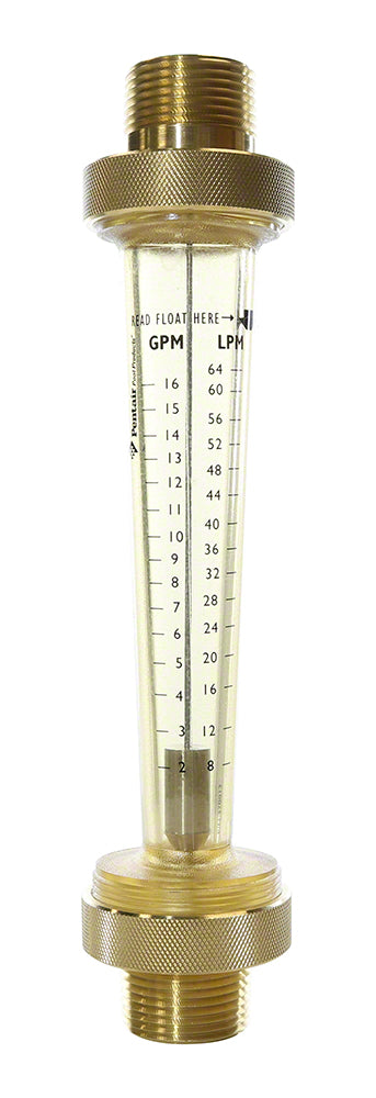 Small Body Flowmeter 1 Inch Brass Threaded End 2 to 16 GPM