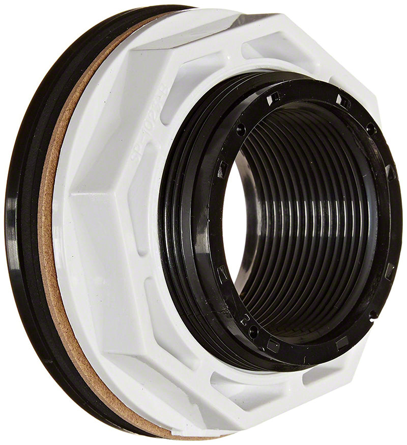 Inlet Fitting With Locknut and Gaskets - 1-1/2 Inch FIP - Vinyl/Fiberglass - Dark Gray