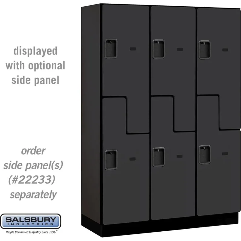 18" Wide Double Tier 'S' Style Designer Wood Locker - 3 Wide - 6 Feet High - 18" Deep by Salsbury Black