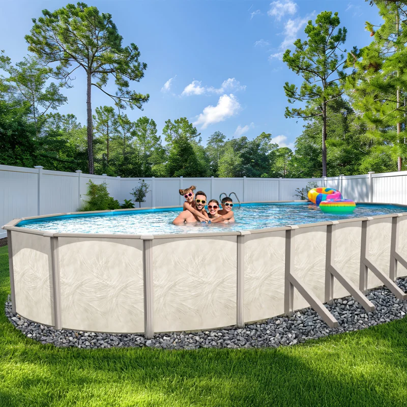 18' x 33' x 54" Oval Saltwater Resin Guard Braced Hybrid Pool