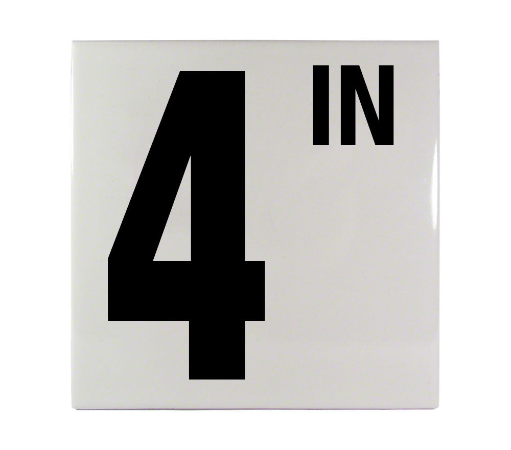 4 IN Ceramic Smooth Tile Depth Marker 6 Inch x 6 Inch with 5 Inch Lettering