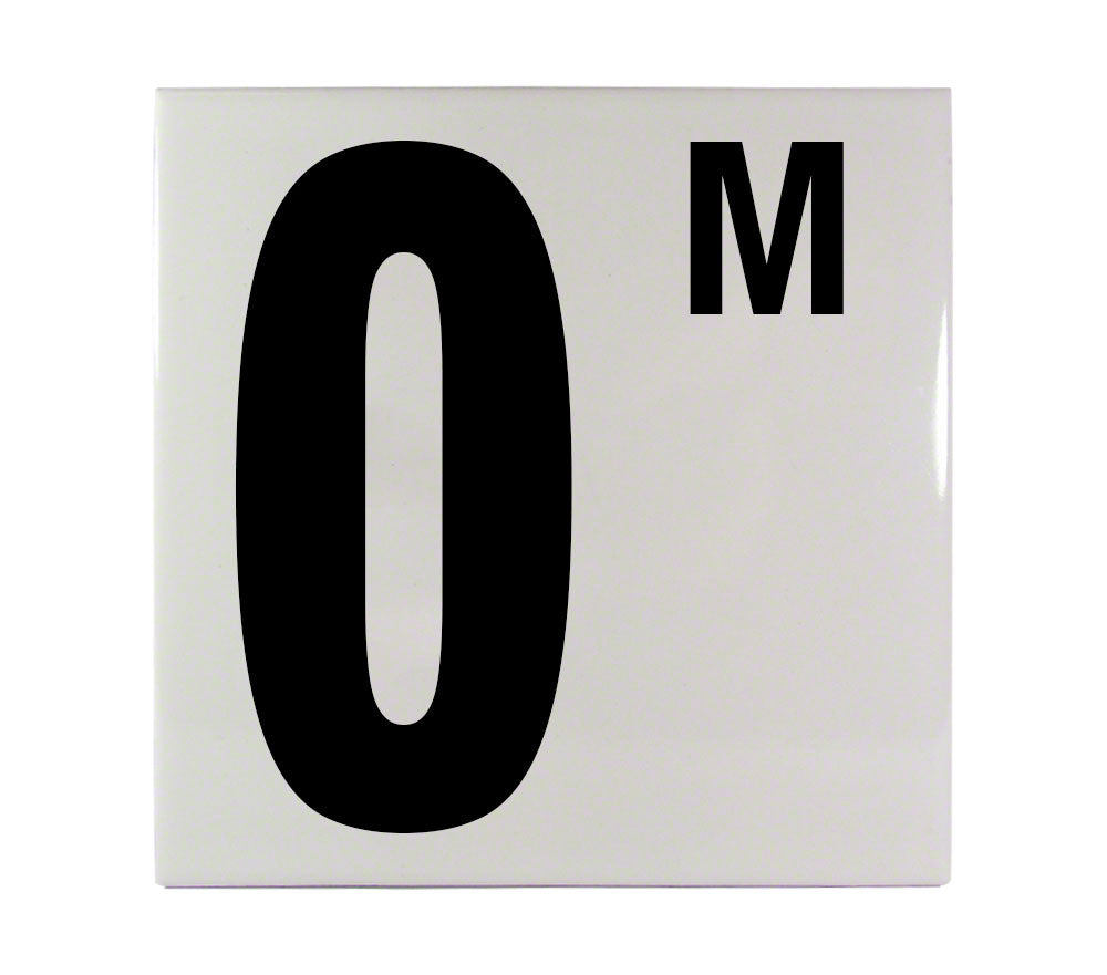 0M Metric Ceramic Smooth Tile Depth Marker 6 Inch x 6 Inch with 5 Inch Lettering