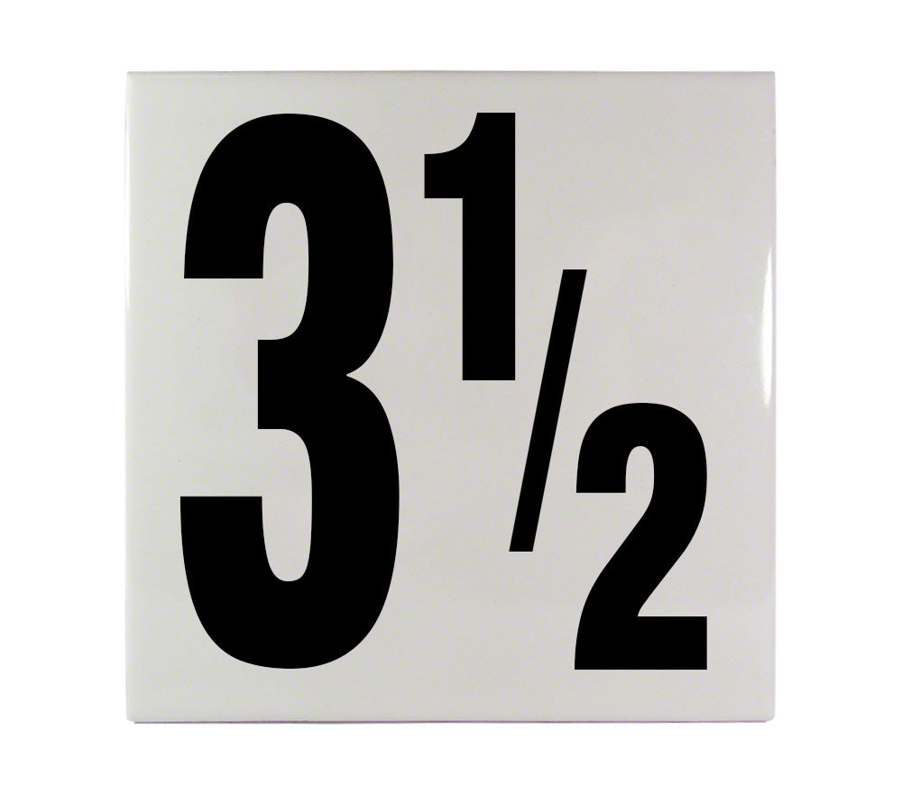 3 1/2 Ceramic Smooth Tile Depth Marker 6 Inch x 6 Inch with 5 Inch Lettering