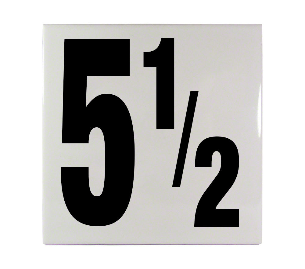 5 1/2 Ceramic Smooth Tile Depth Marker 6 Inch x 6 Inch with 5 Inch Lettering