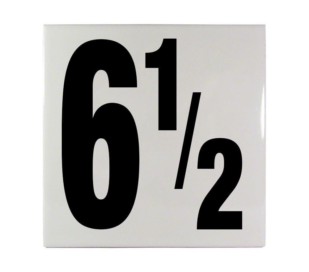 6 1/2 Ceramic Smooth Tile Depth Marker 6 Inch x 6 Inch with 5 Inch Lettering