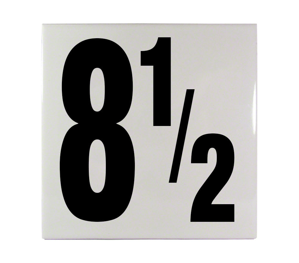 8 1/2 Ceramic Smooth Tile Depth Marker 6 Inch x 6 Inch with 5 Inch Lettering