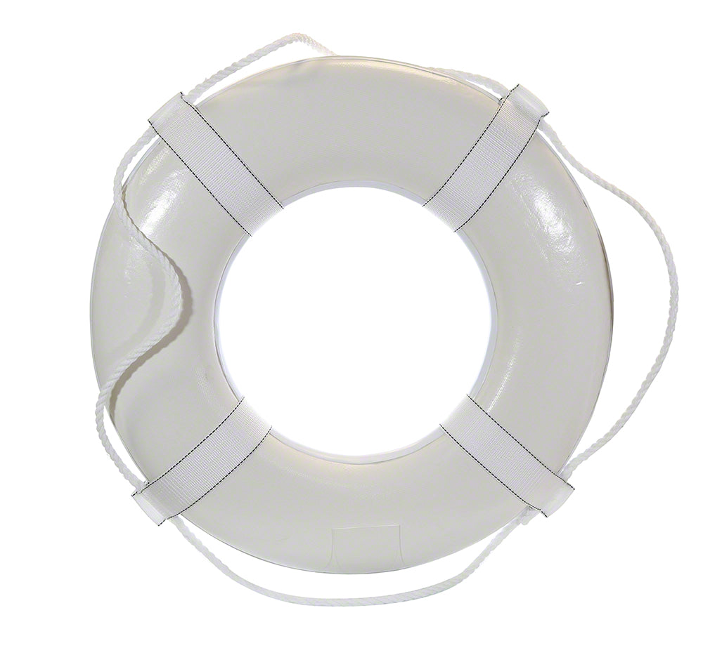 USCG Reinforced Vinyl 20 Inch Life Ring Buoy With Webbing - White