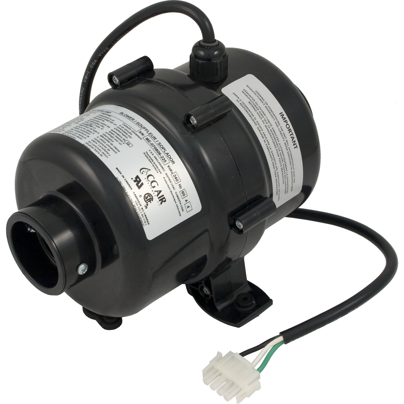Blower, CG Air Millenium Eco, 230v, 4.0A, 3ft AMP Cord |ME-240/60-AMP