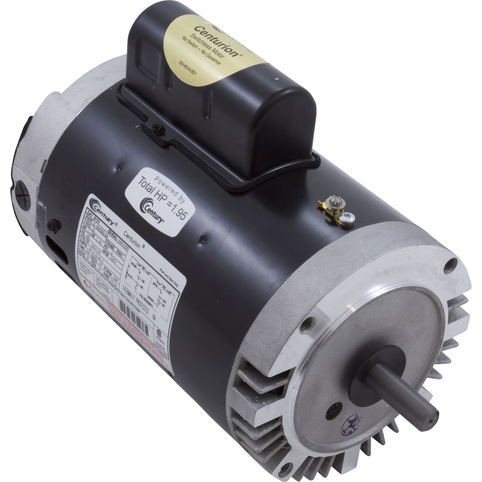 Motor, Century, 1.5hp, 115v/230v, 1-Spd, 56Cfr, C-Face Key | B123